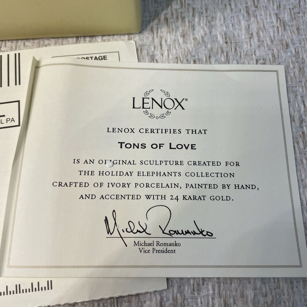 Lenox Tons of Love Valentines Day Holiday Elephants Collection Figurine Box COA - Picture 9 of 11